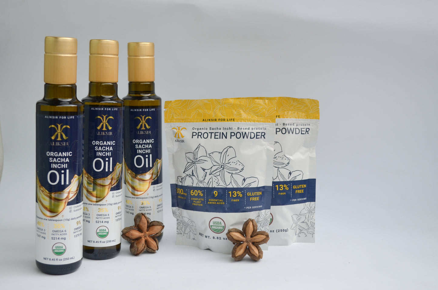 2 SACHA INCHI PROTEINS + 3 SACHA INCHI OILS