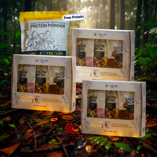 SACHA INCHI SNACK VARIETY BOX (6 PACKS) Pack of 3 + FREE PROTEIN